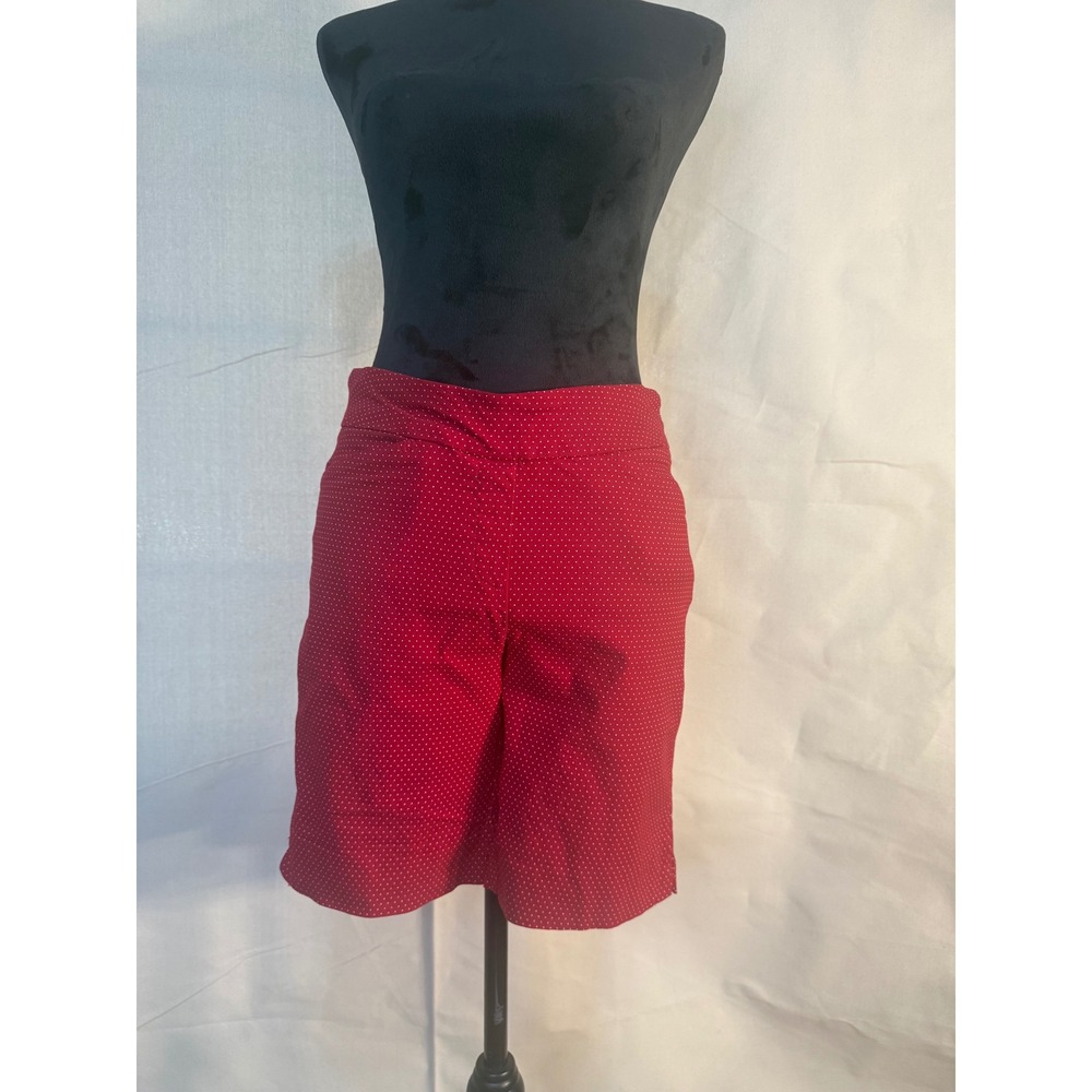 Hilary Radley Red Polka Dot Pull On Shorts Womens Size Medium Stretch Summer